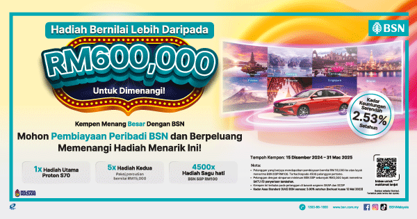 Mohon Pembiayaan Peribadi BSN dan Menangi Hadiah Hebat!